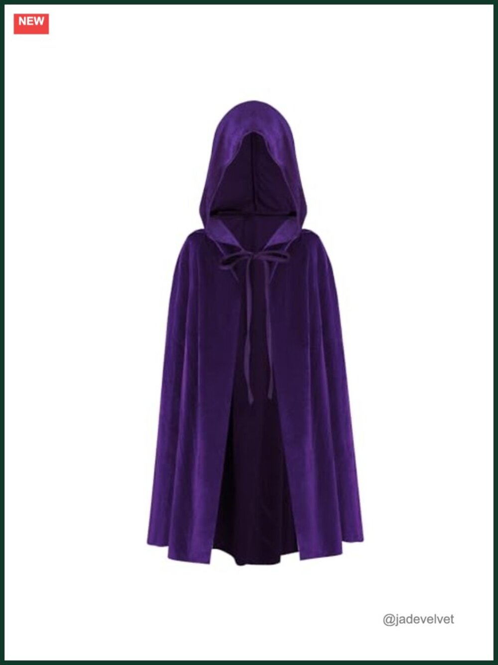 Velvet Hooded Cloak Cape Witch Vampire Halloween Costume Unisex 27.5in